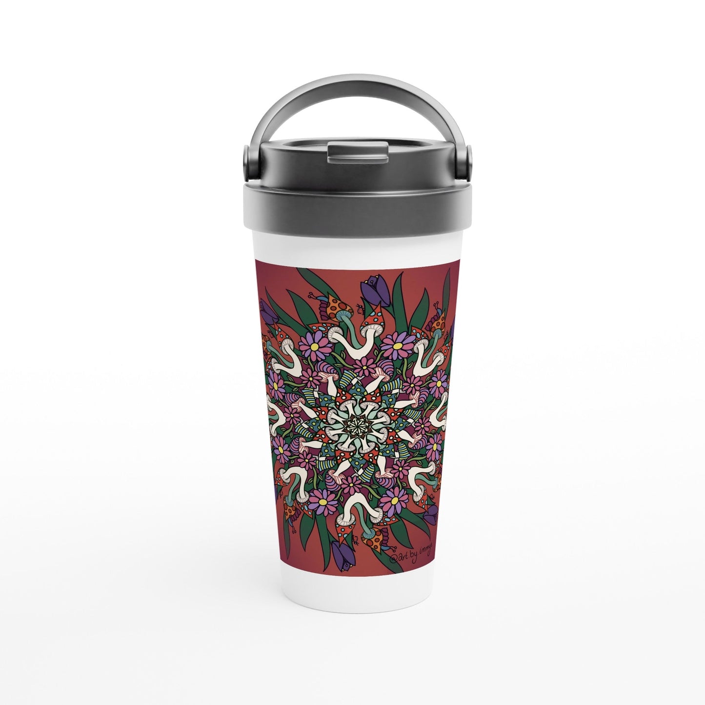 Mushroom 15oz Stainless Steel Travel Mug - Art by immyt