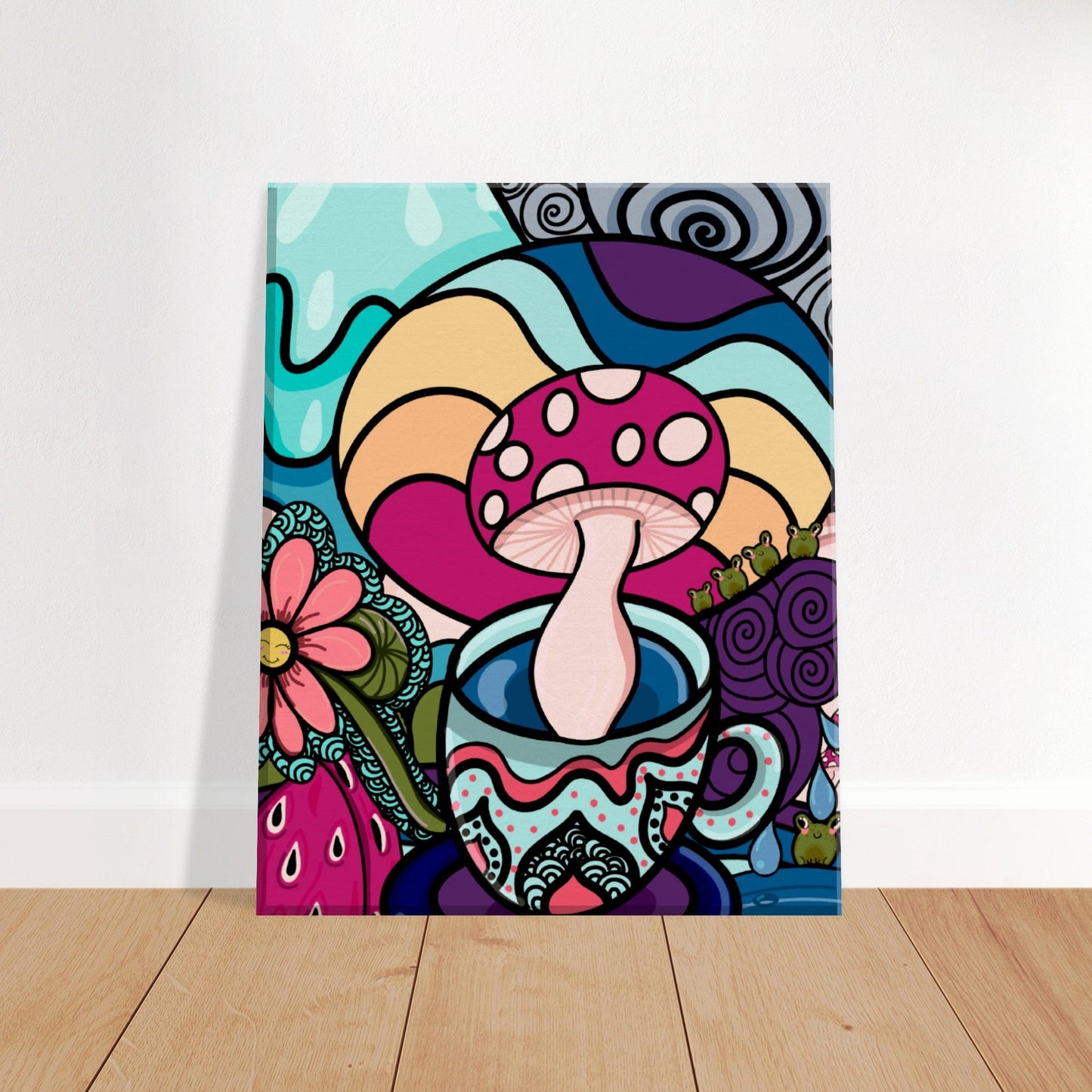 Mushroom in a teacup Canvas - Art by immyt