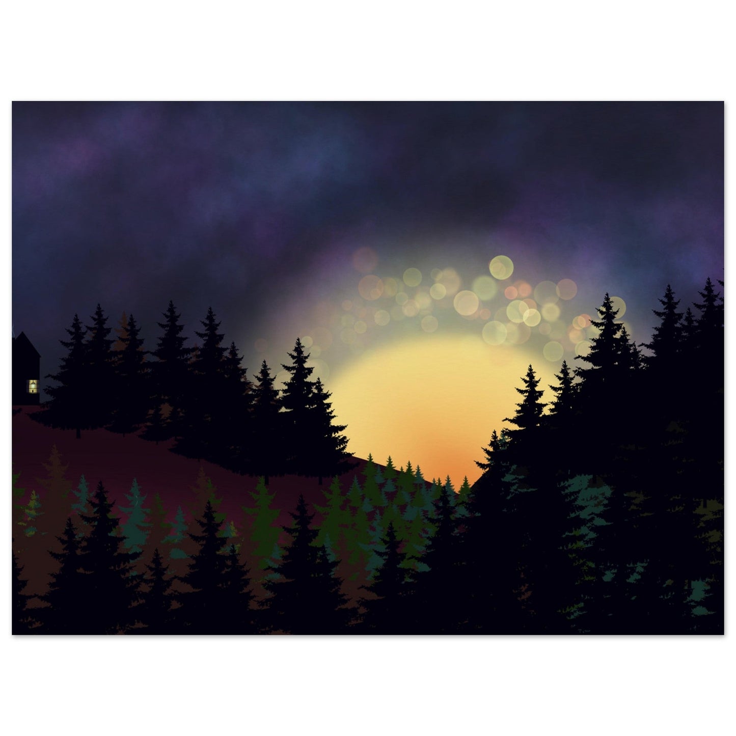 Nighttime sunset Museum - Quality Matte Paper Poster - Art by immyt