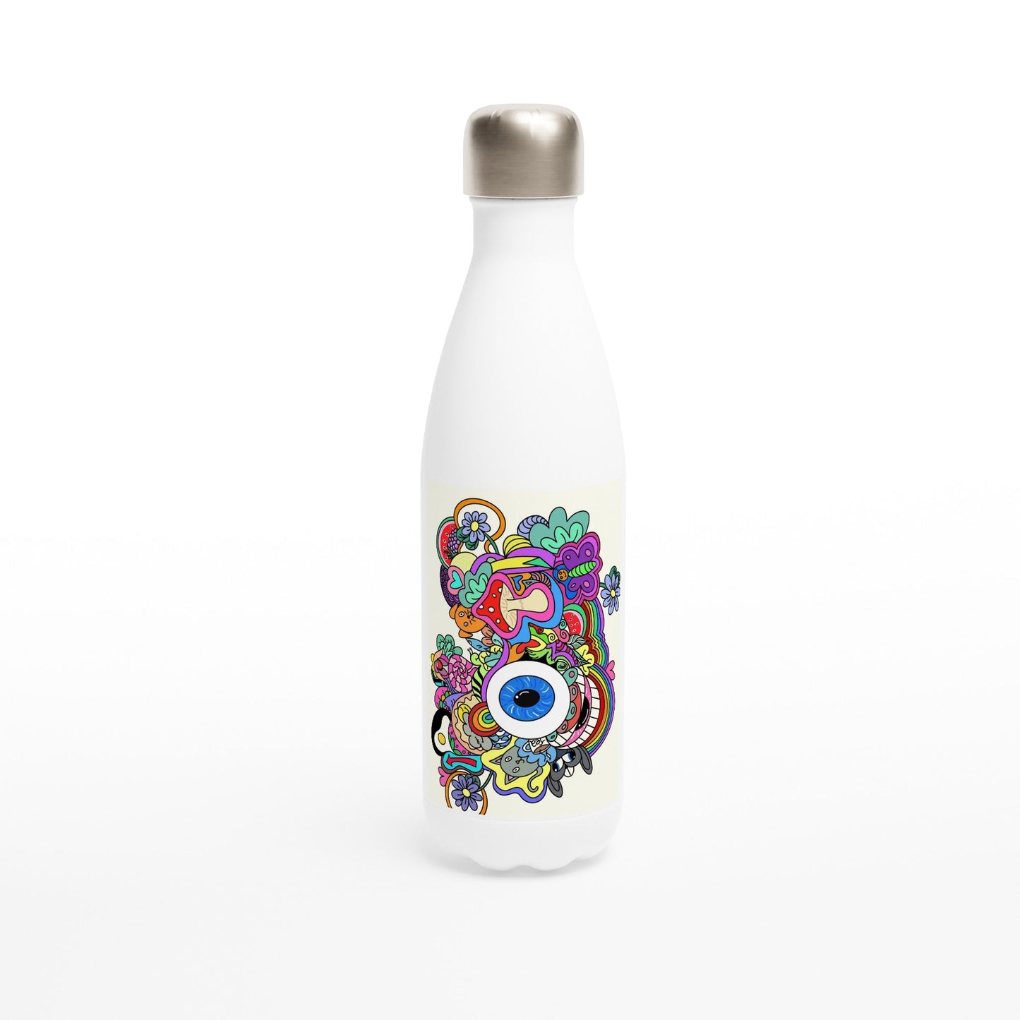 Psychedelic mushroom and eye 17oz Stainless Steel Water Bottle - Art by immyt