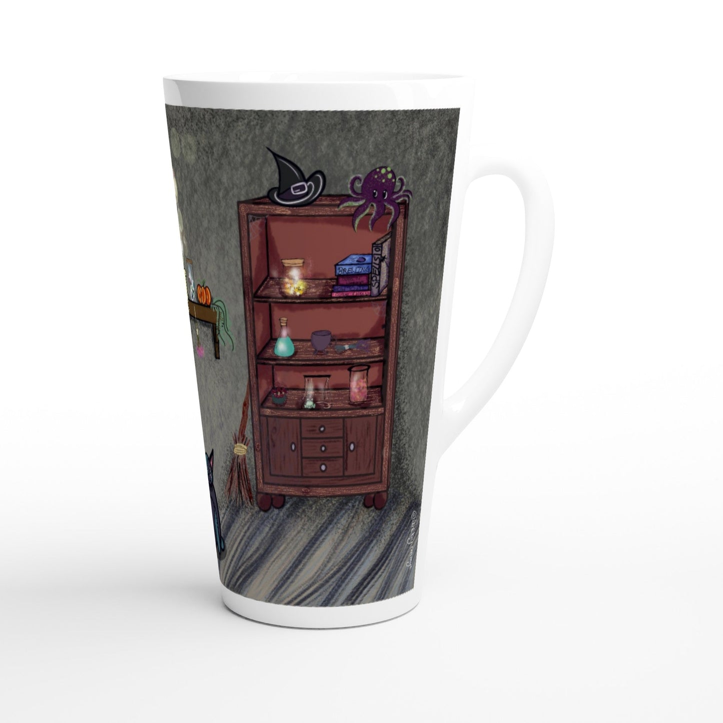 The witches room - White Latte 17oz Ceramic Mug - Art by immyt