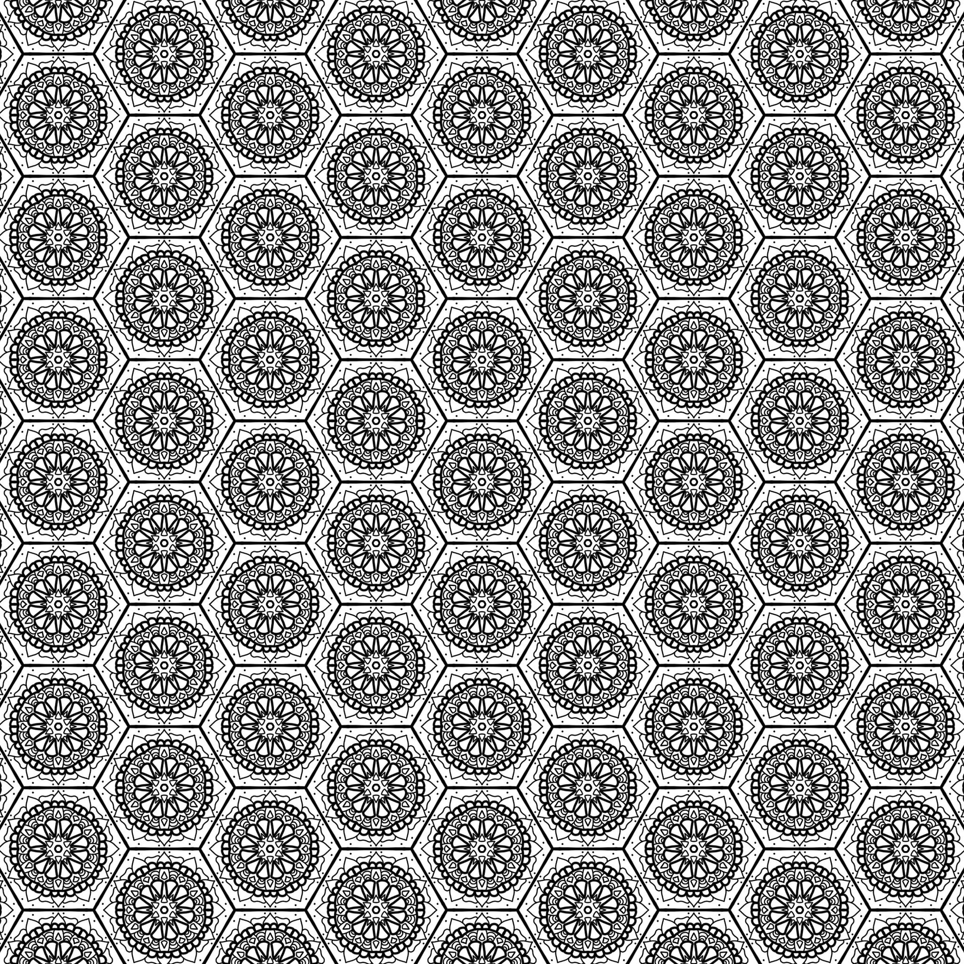 colouring page flowers in tiles - Art by immyt