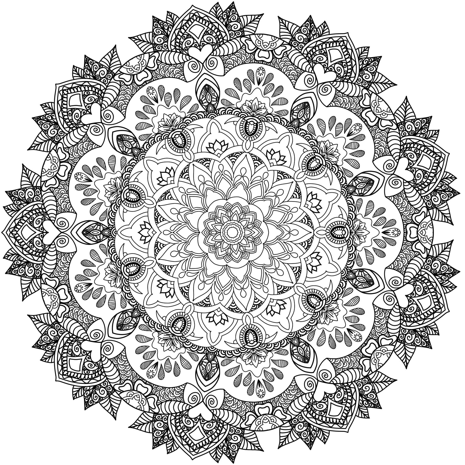 colouring page lotus and hearts - Art by immyt